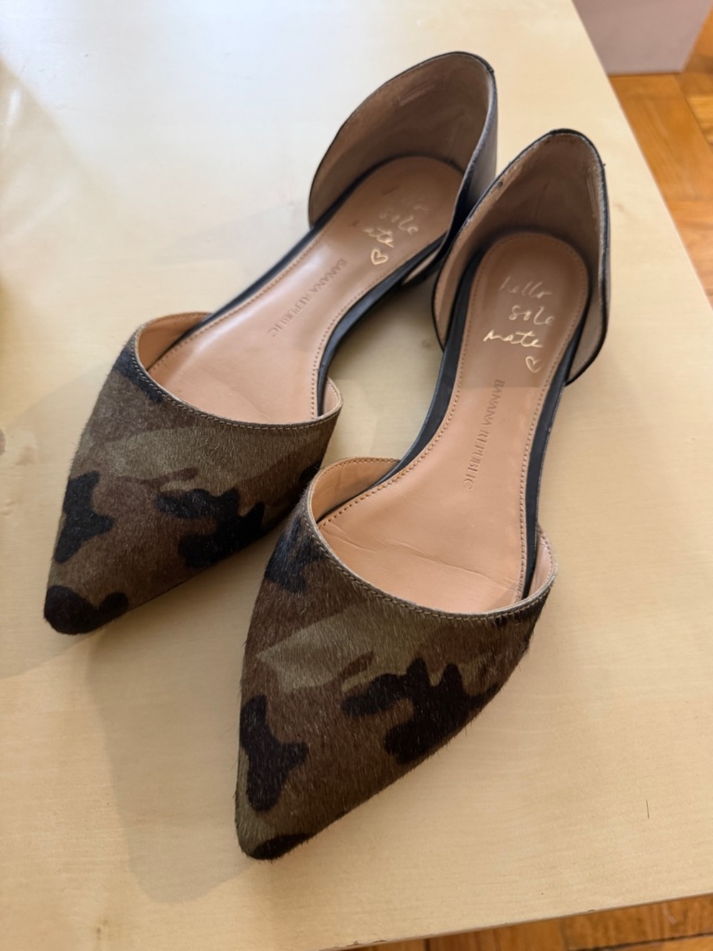Banana Republic Camouflage Pointed-Toe D'Orsay Flats in Olive and Brown